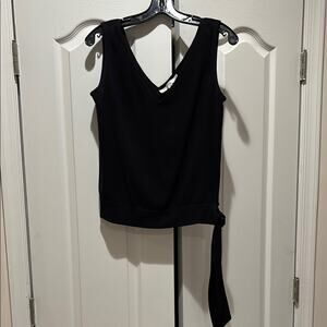 Collection 59 S Elegant Black Sleeveless Top with waistline tie feature euc